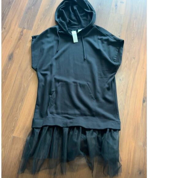 By Anthropologie Tulle Short-Sleeve Sweatshirt Sz Medium - Picture 2 of 7